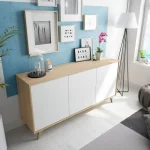 FORES Muebles De Salón^Aparador 3 Puertas Kikua Plus Roble Canadian Blanco 154 X 75 X40 Cm