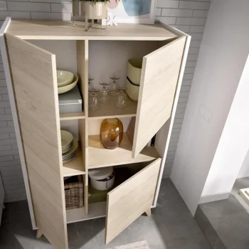 DEKIT Muebles De Salón^Aparador Alto Ness Blanco Natural