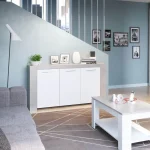 FORES Muebles De Salón^Aparador Ambit Cemento Y Blanco Artik 3 Puertas 144 X 80 X 42 Cm