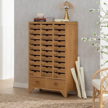 IXIA Muebles De Salón^Aparador Auxiliar 32 Cajones En Madera Natural 85,5 X 133 X 36,5 Cm