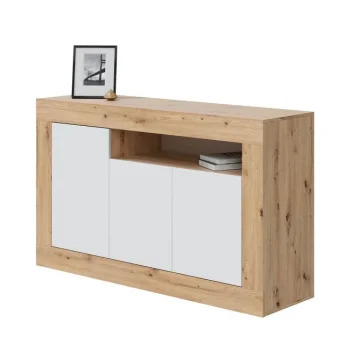 FORES Muebles De Salón^Aparador Baltik 3 Puertas Roble Nodi Blanco Artik 144 X 87 X 42 Cm