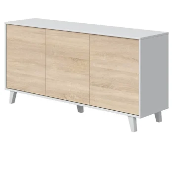 FORES Muebles De Salón^Aparador Comedor Zaiken Plus Roble Canadian - Blanco Brillo 154 X 75 X 41 Cm