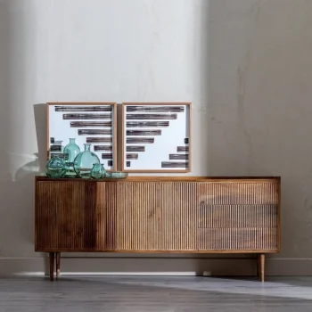 IXIA Muebles De Salón^Aparador De Madera De Mango Apricot 2 Puertas 3 Cajones 174 X 75 X 45 Cm