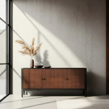 IXIA Muebles De Salón^Aparador En Madera De Mango Arlet 3 Puertas Marrón - Negro 160 X 75 X 40 Cm