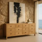 IXIA Muebles De Salón^Aparador Madera Mindi 12 Cajones Natural 170 X 88 X 40 Cm