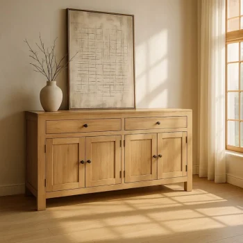 IXIA Muebles De Salón^Aparador Madera Mindi 2 Cajones 2 Puertas Natural 140 X 82 X 40 Cm