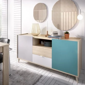 DEKIT Muebles De Salón^Aparador Multicolor Nova 2 Cajones 2 Puertas 155 X 75 X 43 Cm