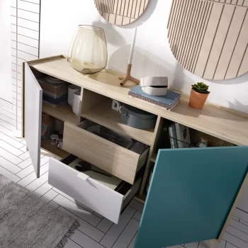 DEKIT Muebles De Salón^Aparador Multicolor Nova 2 Cajones 2 Puertas 155 X 75 X 43 Cm