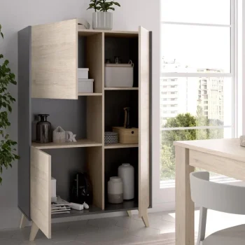 DEKIT Muebles De Salón^Aparador Ness Natural - Grafito