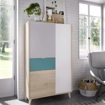 DEKIT Muebles De Salón^Aparador Vertical Nova 3 Puertas Y 1 Cajón Multicolor 81 X 135 X 43 Cm