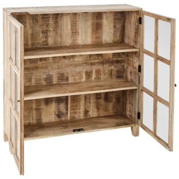 IXIA Vitrinas^Aparador Vitrina 2 Puertas De Madera De Mango Color Natural 120 X 122,5 X 35,5 Cm