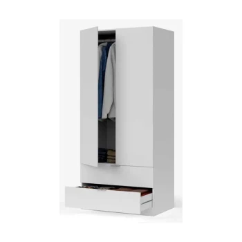 FORES Armarios Blancos|Armarios Con Cajones^Armario 2 Puertas 2 Cajones Blanco Low Cost 81,5 X 180 X 52 Cm