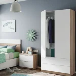 FORES Armarios Blancos|Armarios Con Cajones^Armario 2 Puertas 2 Cajones Low Cost Madrid Roble Canadian - Blanco Artik  81,5 X 180 X 52 Cm