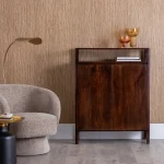 IXIA Armario Salón^Armario 2 Puertas Kurt En Madera De Mango Marrón 91 X 120 X 40 Cm