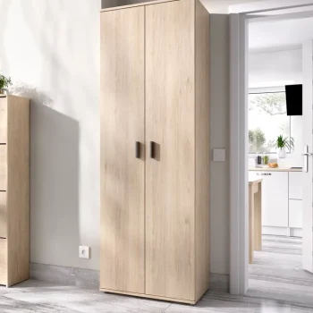 DEKIT Mueble Auxiliar Cocina^Armario 2 Puertas Multiusos Fit Natural 61 X 190 X 33 Cm
