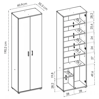 DEKIT Mueble Auxiliar Cocina^Armario 2 Puertas Multiusos Fit Natural 61 X 190 X 33 Cm