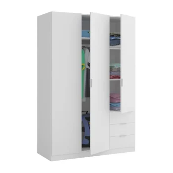 FORES Armarios Blancos|Armarios Con Cajones^Armario 3 Puertas 3 Cajones Blanco Low Cost 121 X 180 X 52 Cm