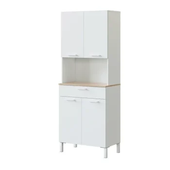 FORES Mueble Auxiliar Cocina^Armario Cocina Blanco, Alacena Kira Con Hueco Microondas 72 X 186 X 40 Cm