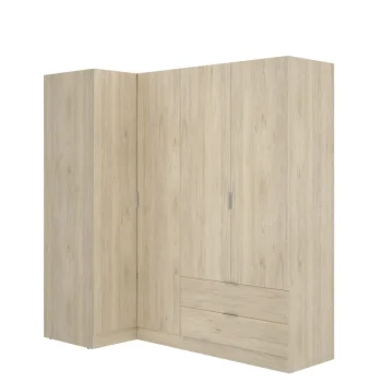 DEKIT Armarios Esquineros|Armarios Con Cajones^Armario De Rincón Essen 4 Puertas Y 2 Cajones Roble Natural 174 X 184 X 91 Cm