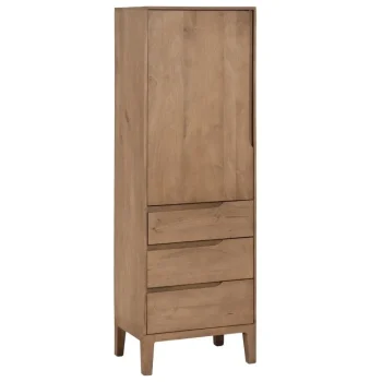 IXIA Armario Salón^Armario De Salón 1 Puerta 3 Cajones En Madera De Mango Natural Natural 60 X 44 X 180 Cm