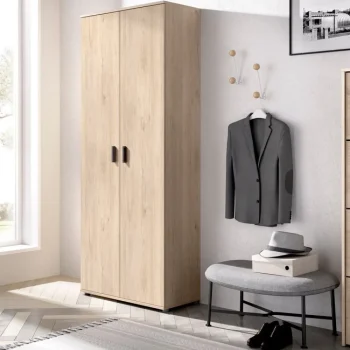 DEKIT Mueble Auxiliar Cocina^Armario Escobero 2 Puertas Fit Color Natural 78 X 190 X 35 Cm