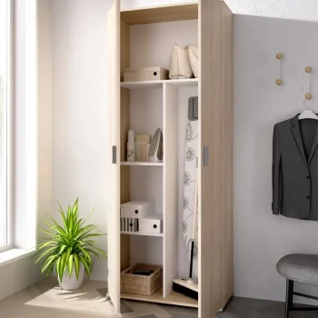 DEKIT Mueble Auxiliar Cocina^Armario Escobero 2 Puertas Fit Color Natural 78 X 190 X 35 Cm