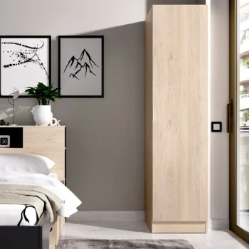 DEKIT Armarios Roperos^Armario Essen 1 Puerta Estrecho Roble Natural 41 X 52 X 184 Cm