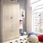 DEKIT Armarios Con Cajones^Armario Essen 2 Puertas 2 Cajones Roble Natural 81 X 184 X 52cm