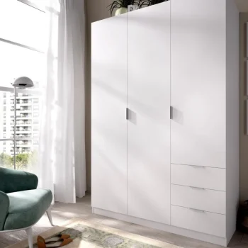 DEKIT Armarios Blancos|Armarios Roperos^Armario Essen 3 Puertas Y 3 Cajones Blanco 121 X 184 X 52 Cm