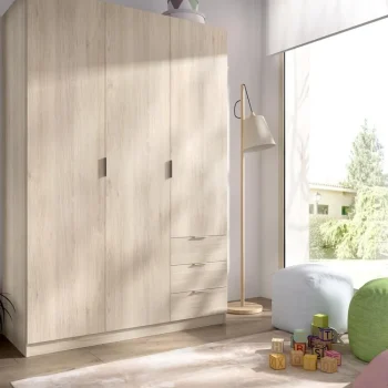 DEKIT Armarios Con Cajones^Armario Essen 3 Puertas Y 3 Cajones Roble Natural 121 X 184 X 52 Cm