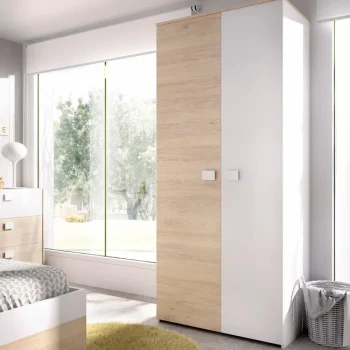 DEKIT Armarios Juveniles^Armario Juvenil De Dos Puertas Dina Blanco - Roble Natural 90 X 205 X 52 Cm