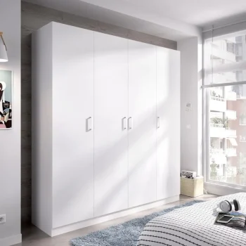 DEKIT Armarios Blancos|Armarios Roperos^Armario Maxi 4 Puertas Batientes Blanco 200 X 215 X 52 Cm