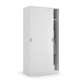 FORES Armarios Blancos|Armarios Puertas Correderas^Armario Pequeño Blanco 2 Puertas Correderas 100 X 200 X 50 Cm