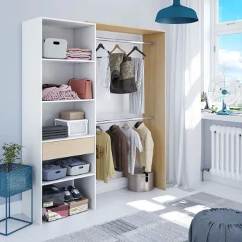 FORES Armarios Blancos^Armario Vestidor Madrid Blanco - Roble 158 X 187 X 40 Cm