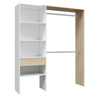 FORES Armarios Blancos^Armario Vestidor Madrid Blanco - Roble 158 X 187 X 40 Cm