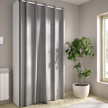 DEKIT Armarios Blancos|Armarios Roperos^Armario Vestidor Suit Con Cortina, 2 Cajones Trasera Reversible Blanco - Roble Natural 98 X 205 X 53 Cm