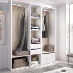 DEKIT Armarios Blancos|Armarios Roperos^Armario Vestidor Suit Con Zapatero Y 2 Cajones Blanco - Roble Natural 158 X 205 X 45 Cm