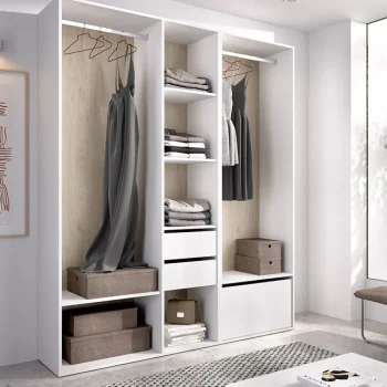 DEKIT Armarios Blancos|Armarios Roperos^Armario Vestidor Suit Con Zapatero Y 2 Cajones Blanco - Roble Natural 158 X 205 X 45 Cm