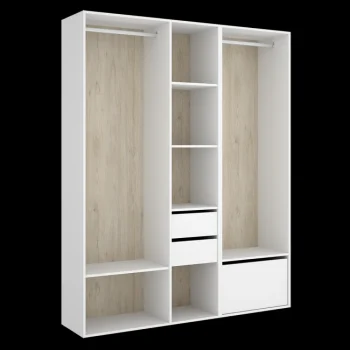 DEKIT Armarios Blancos|Armarios Roperos^Armario Vestidor Suit Con Zapatero Y 2 Cajones Blanco - Roble Natural 158 X 205 X 45 Cm