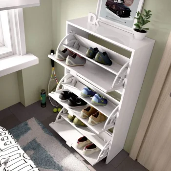 DEKIT Zapateros^Armario Zapatero Blanco Jazz 3 Puertas 61 X 113 X 25 Cm