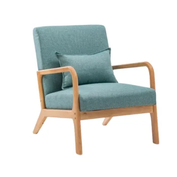 NAKURA Sillones^Butaca De Madera Maciza Con Brazos Roma Tapizado Tela Verde - Roble 64,5 X 75 X 80 Cm