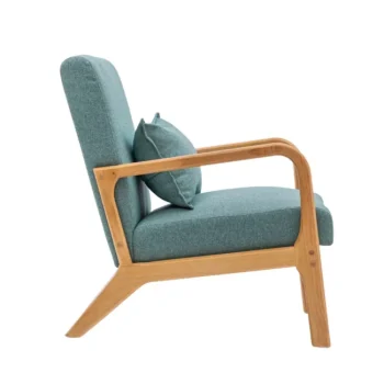 NAKURA Sillones^Butaca De Madera Maciza Con Brazos Roma Tapizado Tela Verde - Roble 64,5 X 75 X 80 Cm