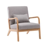 NAKURA Sillones^Butaca De Madera Maciza Con Brazos Roma Tapizado Tela Gris - Roble 64,5 X 75 X 80 Cm