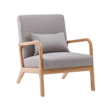 NAKURA Sillones^Butaca De Madera Maciza Con Brazos Roma Tapizado Tela Gris - Roble 64,5 X 75 X 80 Cm