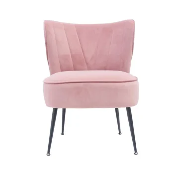 NAKURA Sillones^Butaca Descalzadora Zambia Tapizada En Tela Velvet Naranja - Negro 57 X 72,5 X 58 Cm