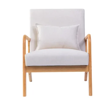 NAKURA Sillones^Butaca Roma Inspiración Nórdica En Madera Maciza Tapizada En Tela Gris 64,5 X 75 X 80 Cm