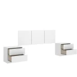 DEKIT Conjuntos Dormitorios Matrimonio Baratos^Cabecero Con Dos Mesitas Havana Blanco 257 X 96 X 35 Cm