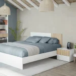 FORES Conjuntos Dormitorios Matrimonio Baratos^Cabecero Con Mesitas Ethna Blanco Artik - Natur 266 X 89 X 34 Cm