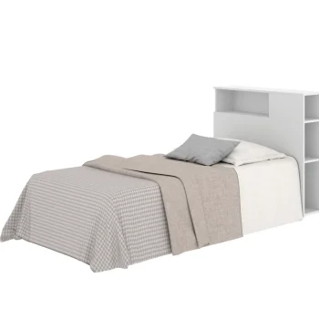 DEKIT Dormitorios Juveniles^Cabecero De Cama Juvenil Ten Con Estante Y Mesita Blanco 97 X 95 X 24 Cm