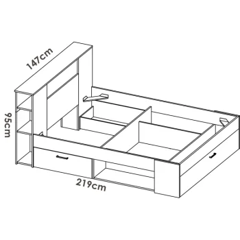 DEKIT Conjuntos Dormitorios Matrimonio Baratos^Cama Compacta Con Cajón Lanka Blanca Para Colchón De 135 -140 X 190 Cm 150 X 95 X 219 Cm